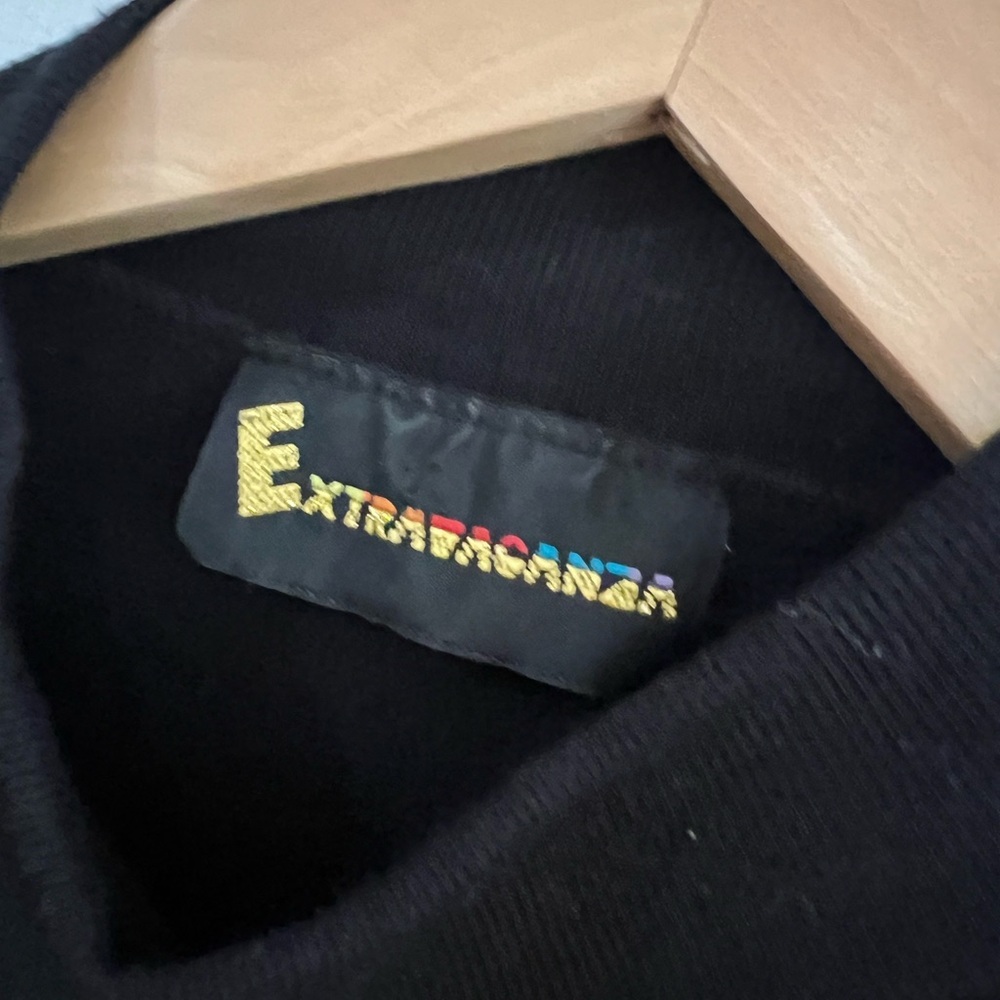 Vintage Black Rhinestone Floral Mock Neck Sweatshirt 80s 90s Coquette L - Picture 7 of 10